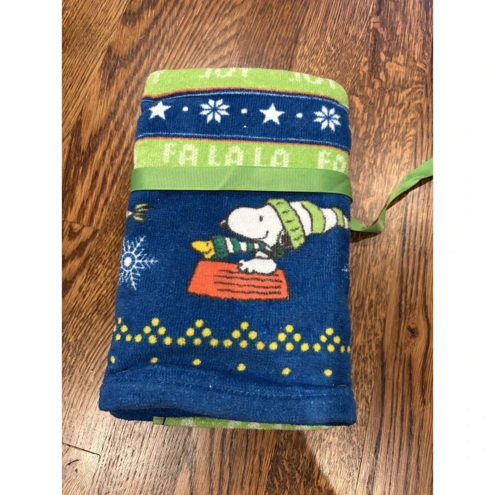 Peanuts Snoopy Woodstock Christmas‎ Hand Towels Set Of 2 NWT Blue Green